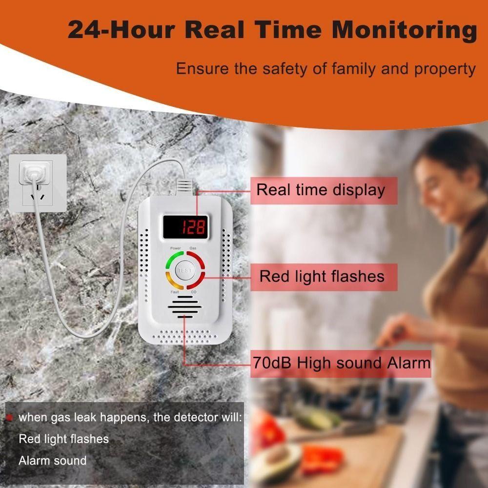 LCD Display Gas Detection System Environmental Sensors Plugs & Play Gas Alarm Garage
