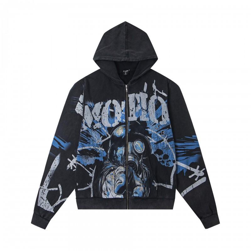 American Street Hip Hop Hoodie Teens Loose Fit Cotton Blend Casual Wear