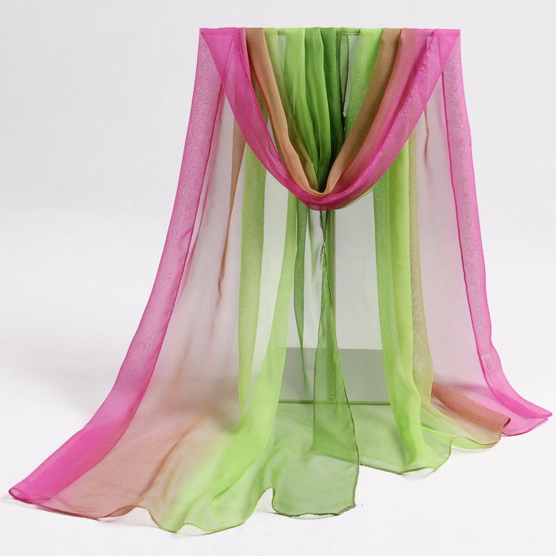 Летний градиентный шарф, длинный шарф, женский пляжный шарф, солнцезащитная шаль, кондиционер