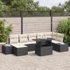 VidaXL 8-piece Garden Sofa Set with Cushions In Black Poly Rattan 3349223