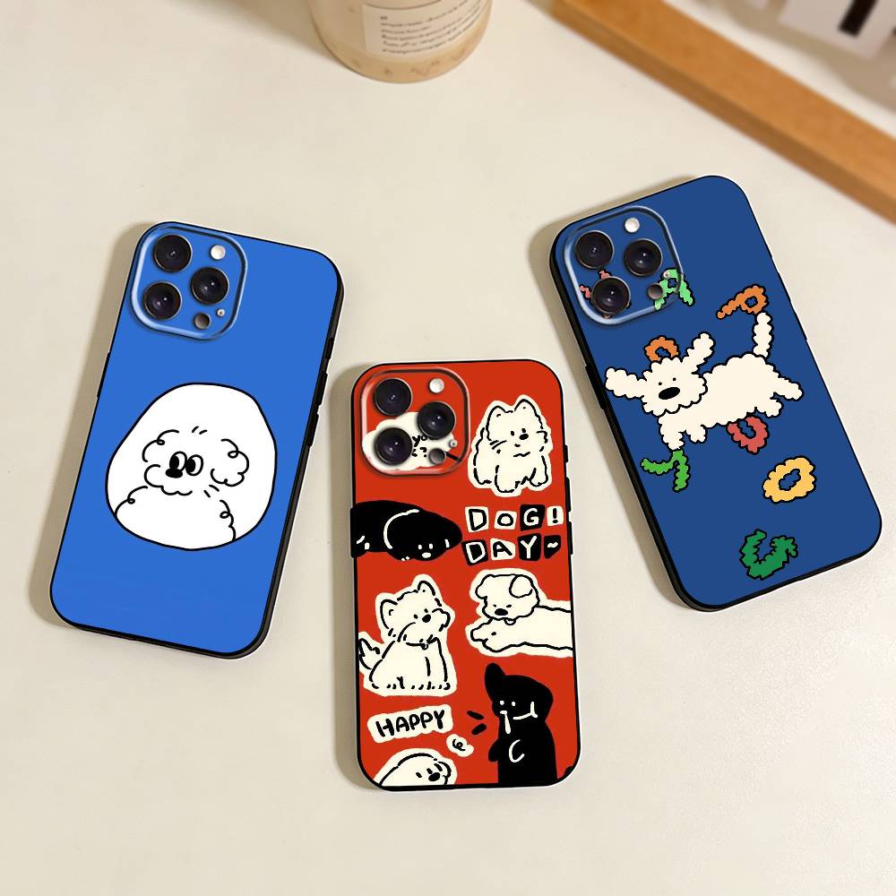 Пушистый Кудрявый Щенок Чехол Для Телефона Для iPhone 17,16,15,14,13,12,11 Plus,Pro Max,XS,Мягкий Силиконовый Черный Чехол