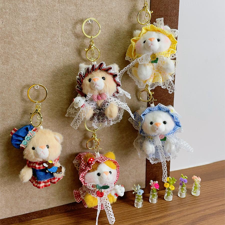 Креативные мультяшные плюшевые подвески-одевалки с мишками, брелоки-котята, мягкие мягкие куклы, милые фигурки пары мишек