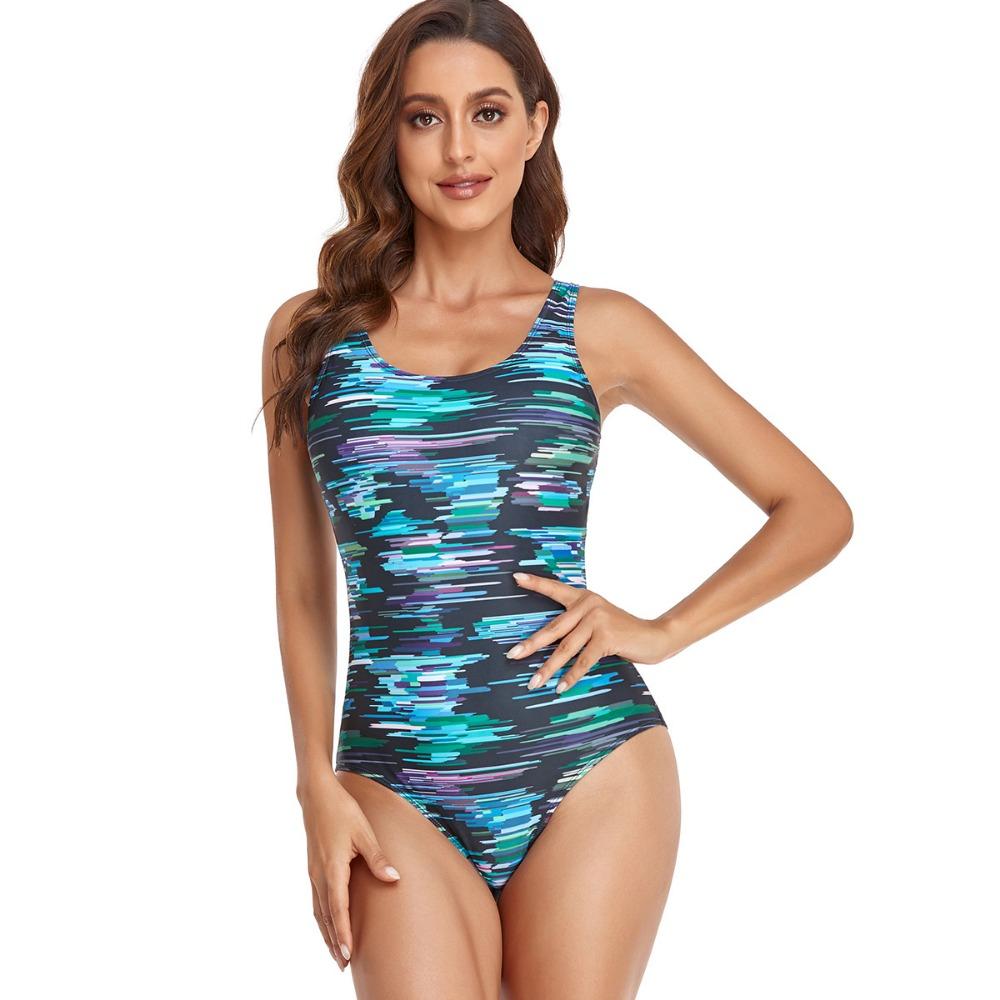 Европейские и американские консервативные спортивные купальники в стиле жилетки с принтом, цельные женские купальники