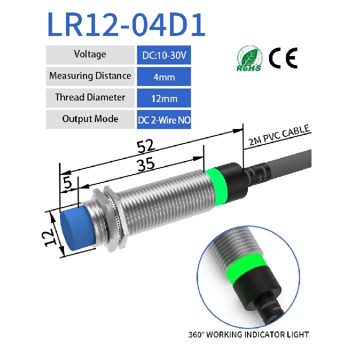 Индуктивный датчик приближения GTRIC серии LJ12A3 NPN PNP Высокое качество Расстояние срабатывания 2 мм 4 мм DC 12-24 В AC 90-220 В