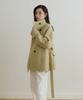 LINGSEOUL Handmade High Neck Half Coat-Yellow Beige