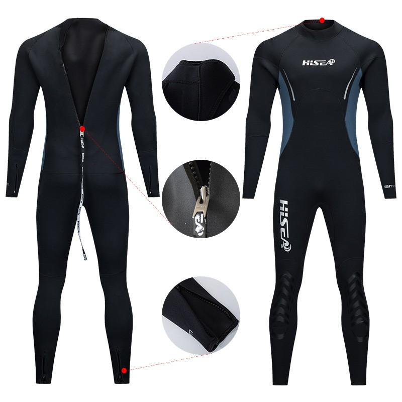 5mm Thick Neoprene Wetsuit Men Winter Swimming Diving Thermal Insulated Full Suit Long Sleeve Pants