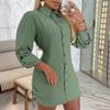 Women's Autumn Fashion Long Sleeve Color Side Drawstring Dress