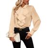 Women's Loose Casual Solid Color Ruffle Edge Shirt Long Sleeved Shirt Fashionable Shirt