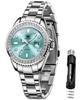 Stainless Japanese Diamond Easy To 30M Water Gift Watch for Light Blue Women's Watch, Steel, Quartz, Dial, Luminous, Read, Resistant, Popular,