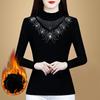 New Winter Style Fashionable German Velvet Thickened Iron Diamond Base Half Turtle Neck Slim Large Size Long-sleeved T-shirt