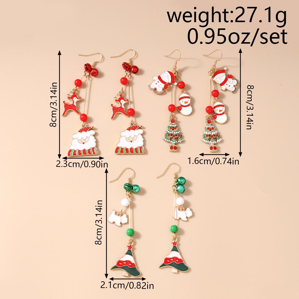Cute Christmas Earrings for Women Girls Elk Snowman Dangle Earrings X'mas New Year Party Jewelry Gift