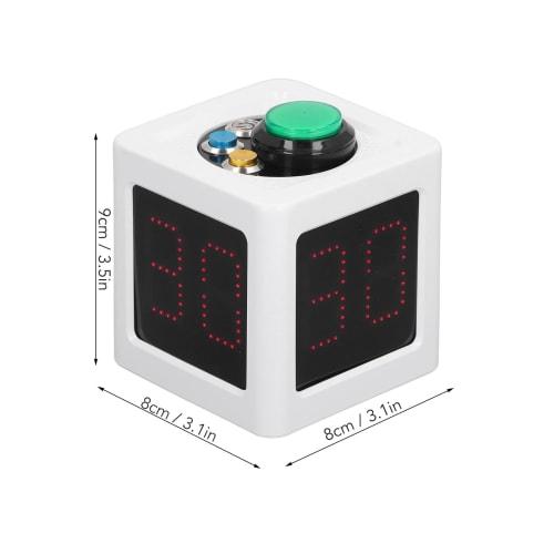 Portable Shot Clock, Board Game Cube Timer, Poker Countdown Stopwatch with Preset Times, Custom Preset Timer with 4-Sided LED Display for Chess Contes