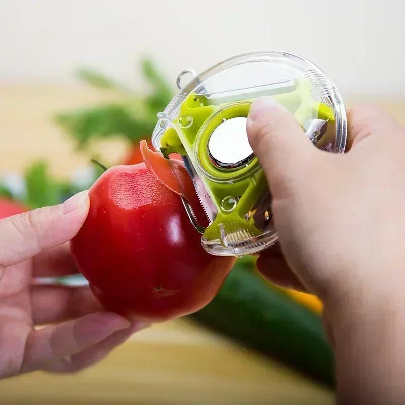 3-in-1 Multi-functional Peeling Knife Shred Planer Peeler Potato Apple Vegetable Artifact Kitchen Grater Multi Peel Blade Gadget