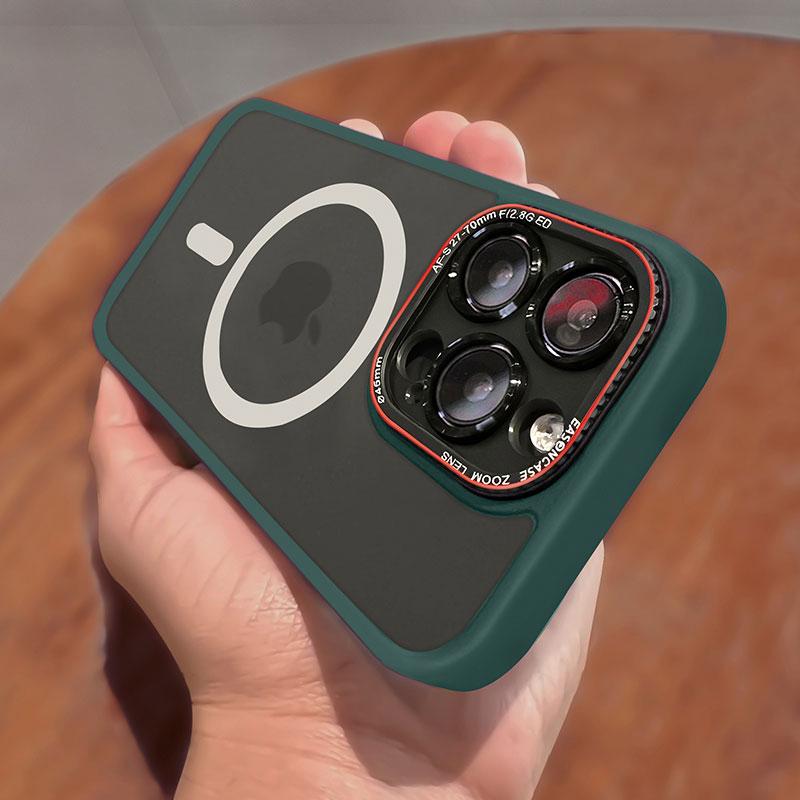 Clear Magnetic Bumper Matte Luxury Case For Iphone 15 14 13 12 Pro Max Plus Magsafe Wireless Charge Full Lens Protection Cover