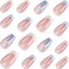 Wear Nail Haze Blue Floral French Manicure Patch Fresh Girly Spring And Summer Daisy Finished Manicure