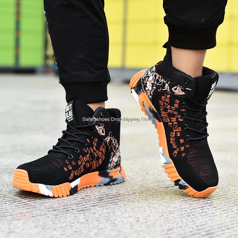 Ankle Protect Safety Shoes Man High Top Steel Toe Sneakers Breathable Work Shoes Men Construction Safety Boots Indestructible