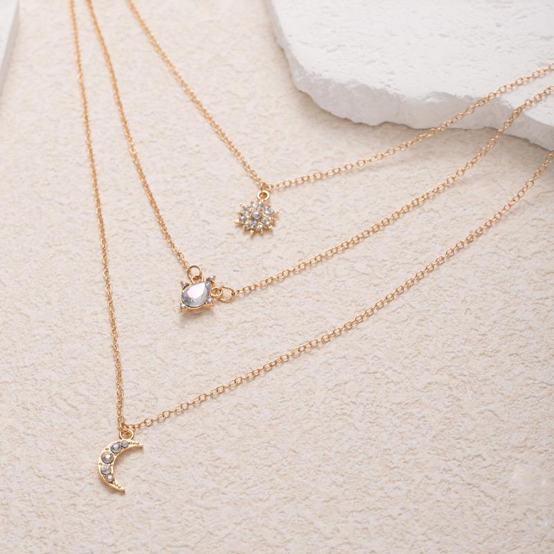 Бриллиантовое колье ювелирное многослойное геометрическое легкая роскошь высококлассный кулон солнце ключичная цепочка