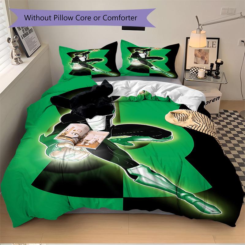 3pcs Green Lantern Cover Set,Soft Comfortable Duvet Cover,Guest Room (1*Duvet Cover + 2*Pillowcases, Without Core) yy251024069