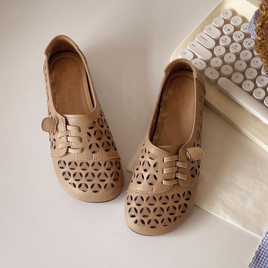 Новые стильные бежевые туфли-лоферы для женщин 2024 года, летние туфли на плоской подошве с цветочным принтом, коричневые летние кожаные кроссовки в стиле ретро