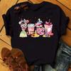 Kawaii Clothes Disney Princess Women T Shirt Tops Harajuku Cartoon Graphic Ladies Tees Cute T-shirt Female T Shirts