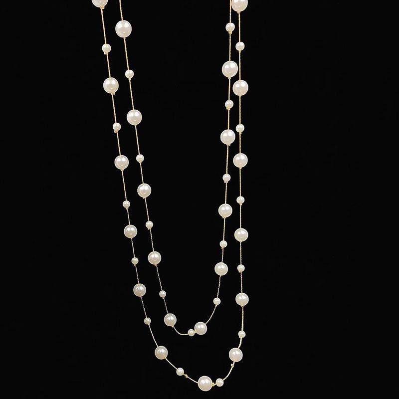 Корейская Мода Жемчужное Ожерелье: Элегантная длинная цепочка для женщин, идеально подходит для свитеров, универсальна для осени и зимы.