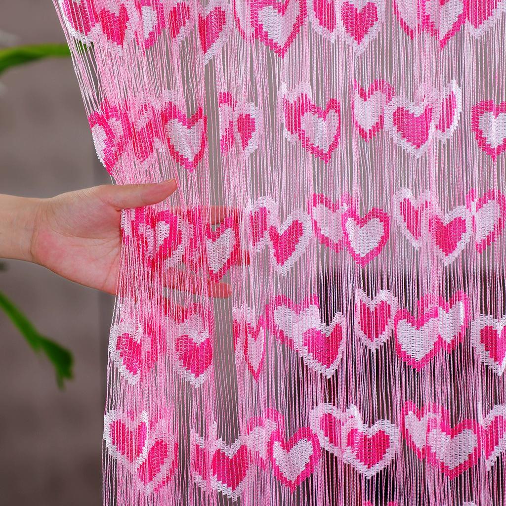 100*200см Кисточка Двухцветная Штора в форме сердца Романтичная Любящее сердце Струнная Полупрозрачная штора для дома Гостиная Спальня Штора