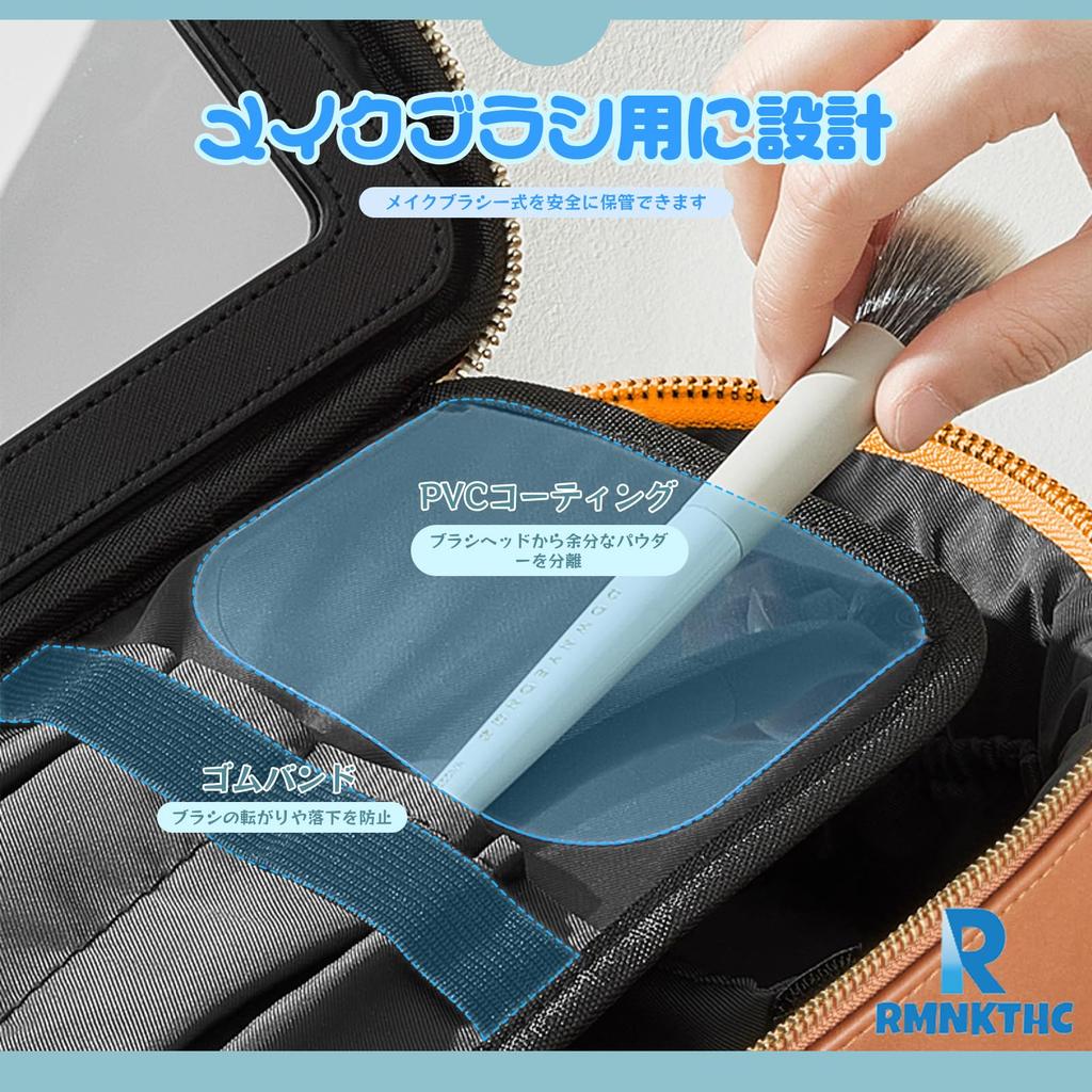 Large Capacity Makeup Pouch with Cosmetic Multifunctional Tote Storage Wide Mouth Makeup Box with Small Travel Vanity Brown Mirror, Bag, Bag, Bag,