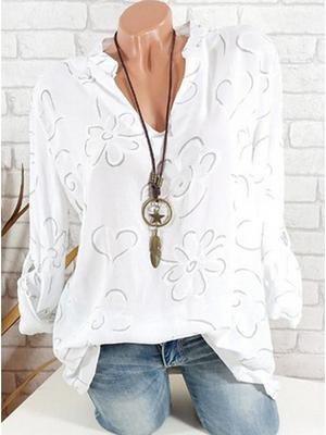 Европейская и американская женская рубашка с V-образным вырезом, принтом, свободного кроя, больших размеров - тренд 2019