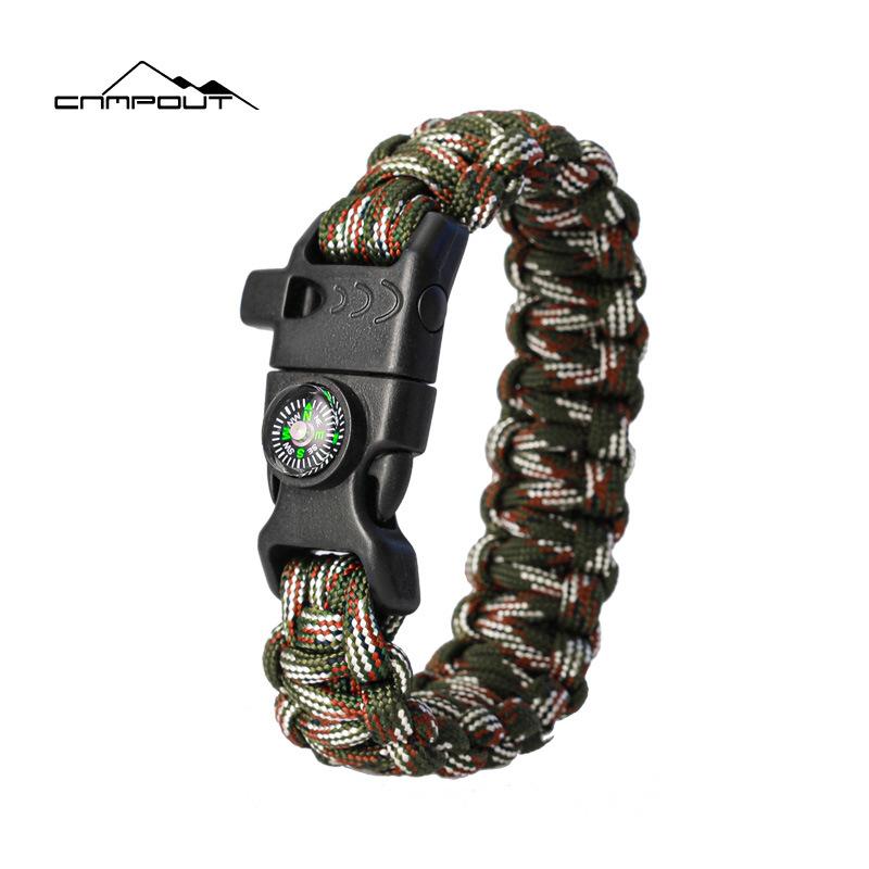 1pc Outdoor Survival Umbrella Rope SOS Bracelet Emergency Rescue Bracelet EDC Camping Survival Compass Whistle Saving Tools