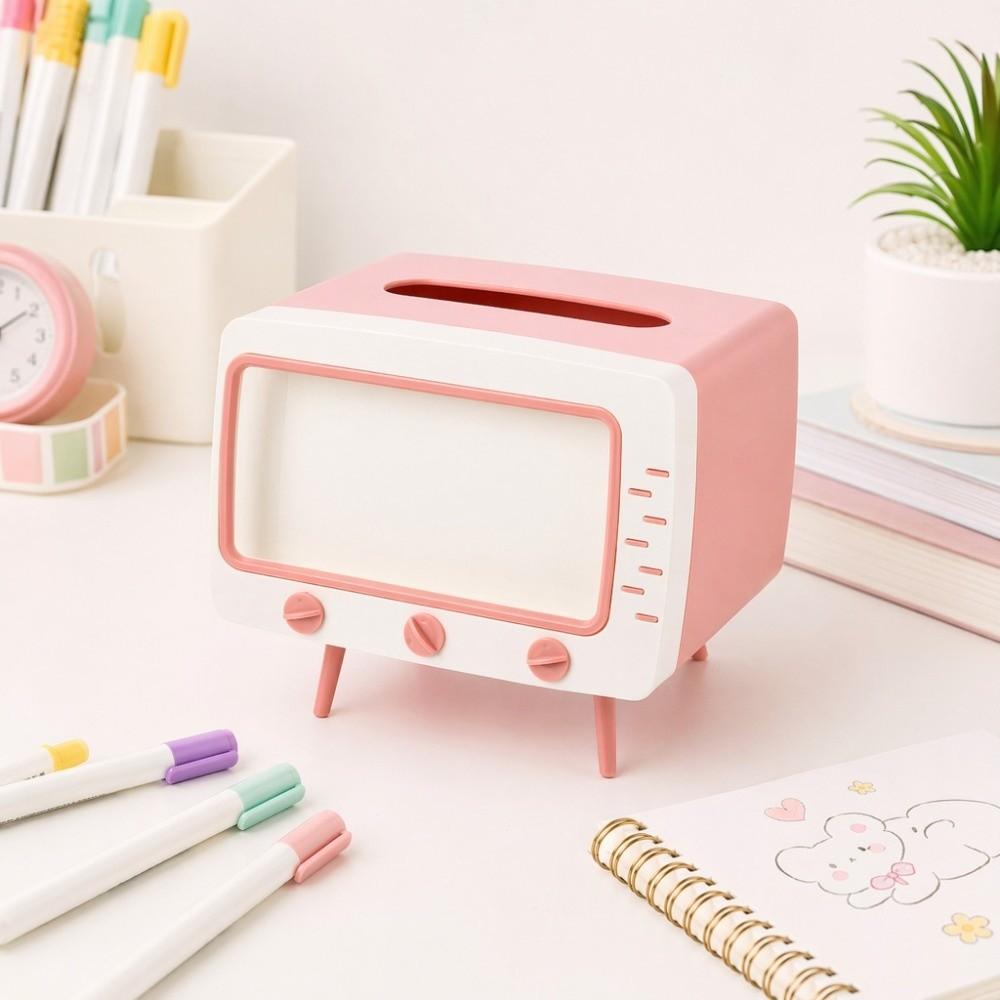 Square TV Desktop Tissue Box Phone Holder Napkins Holder Multi Functional Tissue Dispenser Bedroom
