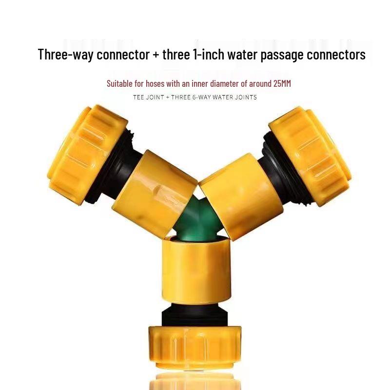 Гибкий садовый шланг с Y-образным разветвителем и быстросъемным наконечником