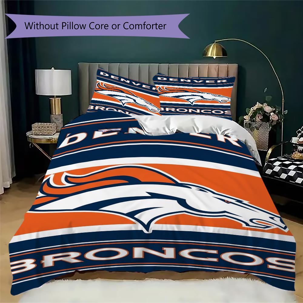 Denver Broncos Pattern Bedding uilt Set uilt Cover Pillowcase Home Decoration Birthday Gift (1*duvet cover + 2*pillowcase without core)