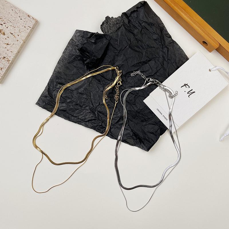 ANENJERY Двухслойное ожерелье из змеиной кости, женское короткое ожерелье в стиле ретро с укладкой ниши