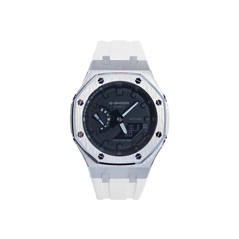Casio Мужские часы с двойным дисплеем (жидкокристаллический/аналоговый) Серия Черные часы GA-2100-7A-