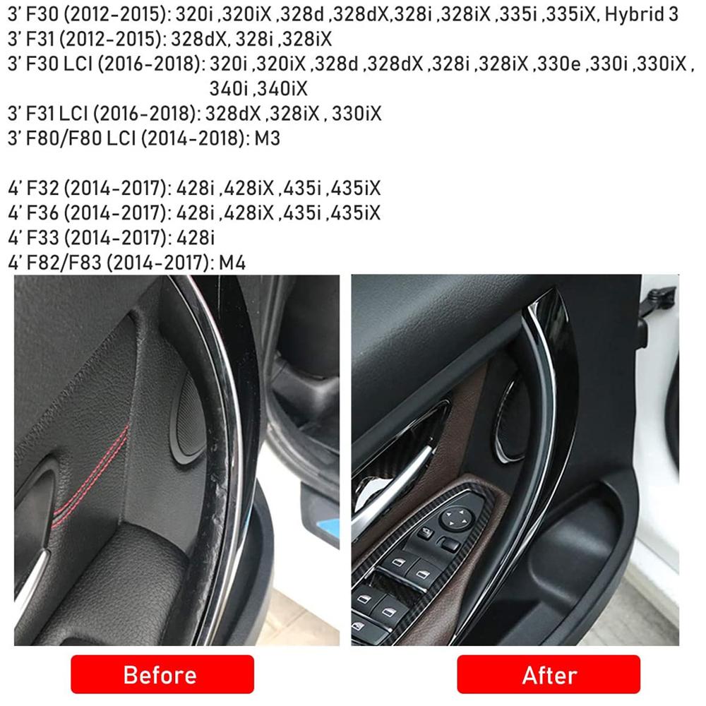 HUALIC 2pcs ABS Retrofit Interior Door Handle Pull Protective Cover For BMW 3 4 Series F30 F35 2012 2013 2014 2015 2016