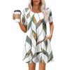 Women's Summer Dress Loose Beach Vacation Casual Round Neck Short Sleeve Sundress With Pocket Short Sleeve Shirt Dress