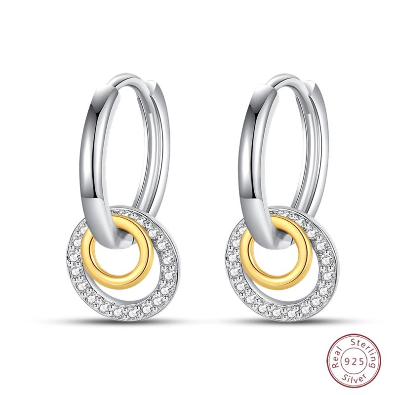 Серьги-кольца из серебра 925 пробы, минималистичные, золотые, круглые, модные, с застежкой-пряжкой с цирконием, свадебные украшения, подарок для женщин