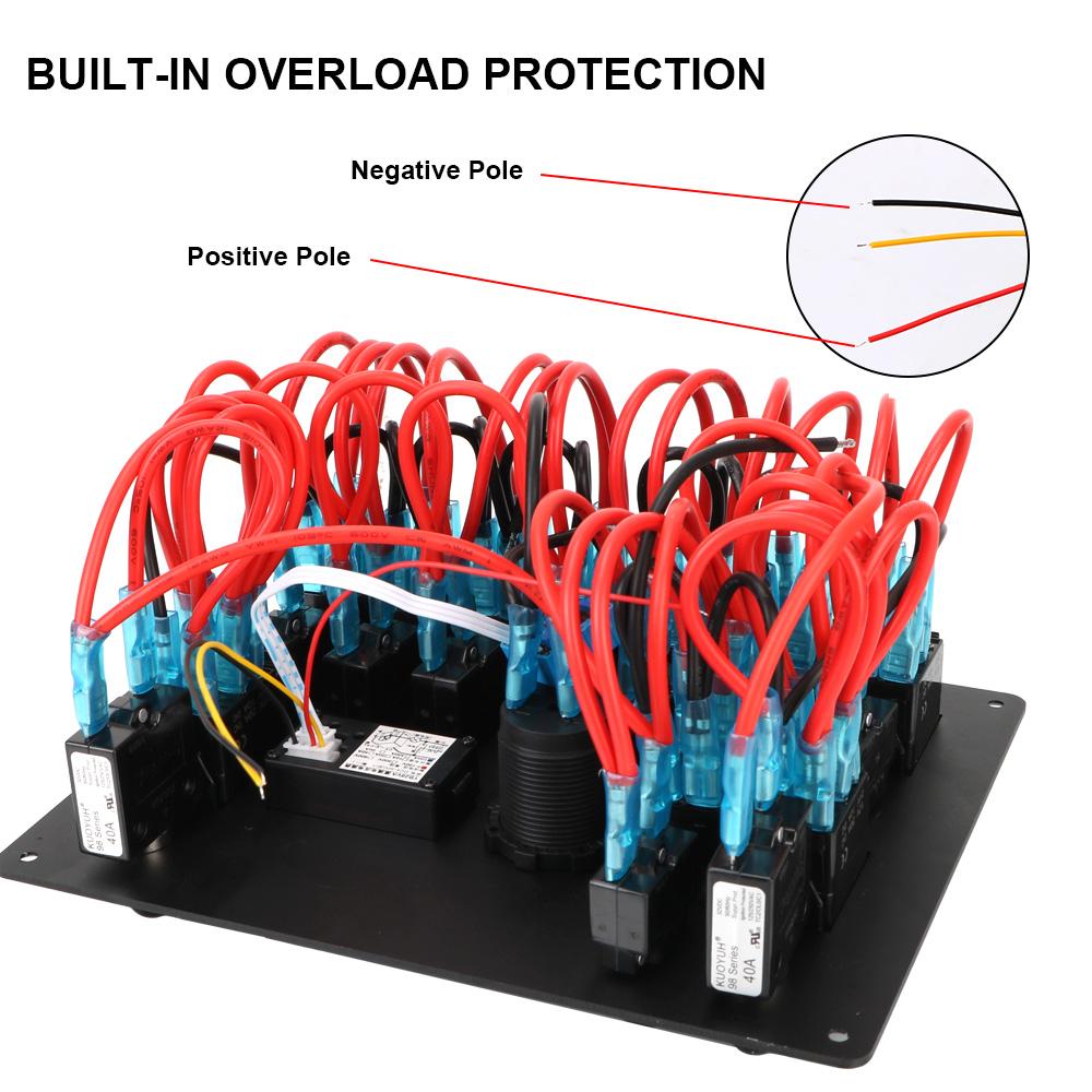 15A DC выход автомобильный авто морской водонепроницаемый защита от перегрузки двойной контроль питания 10 Gang светодиодный AC/DC клавишный переключатель панель