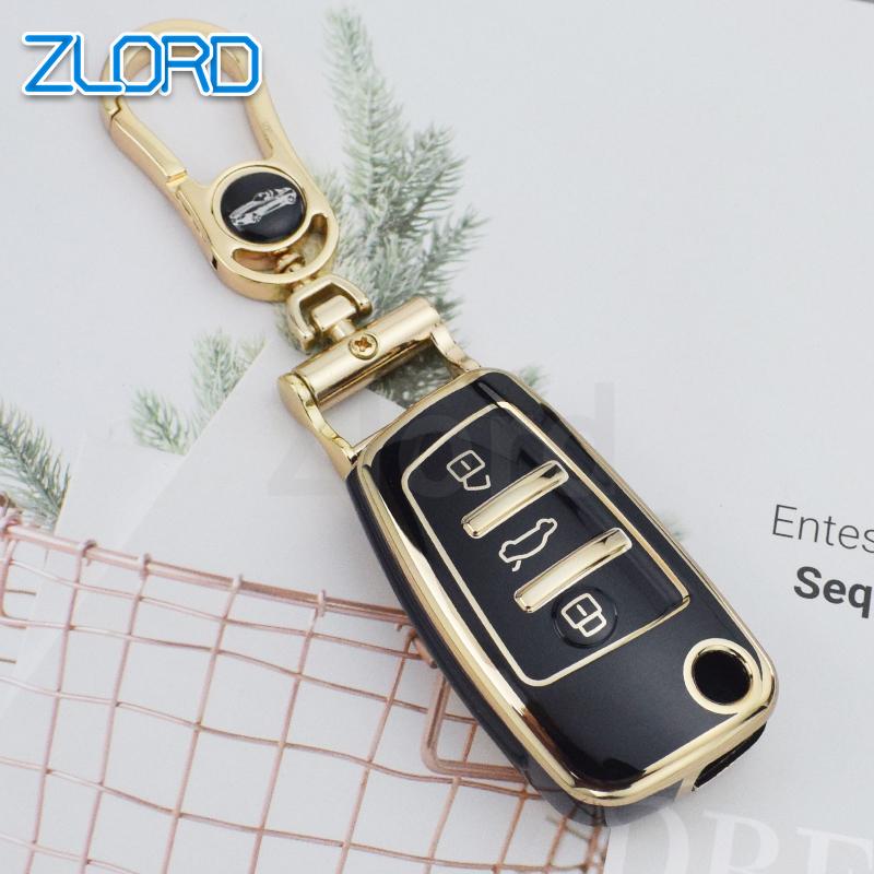 New Soft TPU Car Flip Key Case Cover Shell Fob for A1 A3 A6 A6L Q2 Q3 Q7 TTS R8 S6 RS3 Protector Keychain Auto Accessories