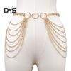 Women Alloy Waist Chain Multi Layer Chain Tassel Belly Chain Adjustable Harness Gothic Waist Chain Clothing Accessory