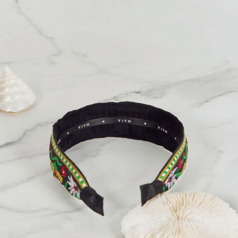 МАЙЯ Зеленый Цветочный Жаккардовый Ободок для Волос - Однотонный Желто-Зеленый