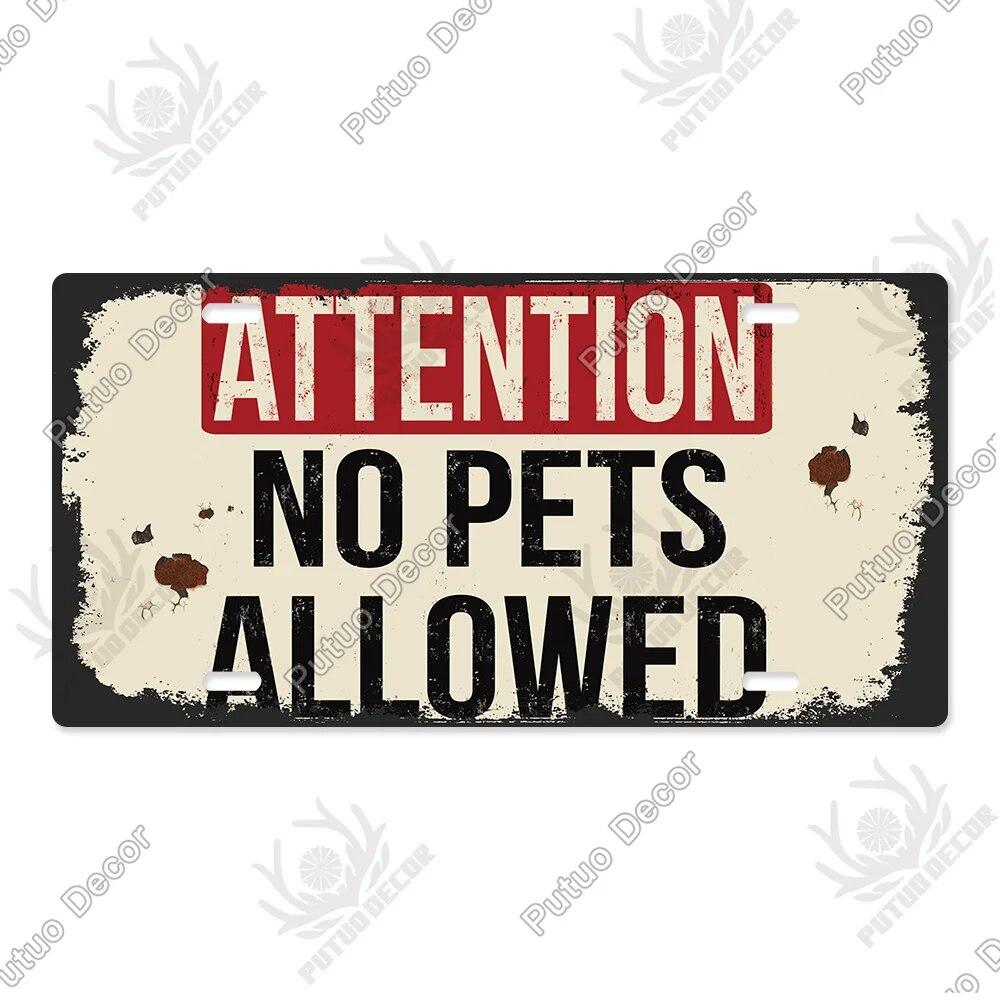 Putuo Decor Warning Metal Sign Plaque Metal Vintage Licenses Plate Tin Sign Wall Decor for Gas Station Pub Bar Beach Decoration