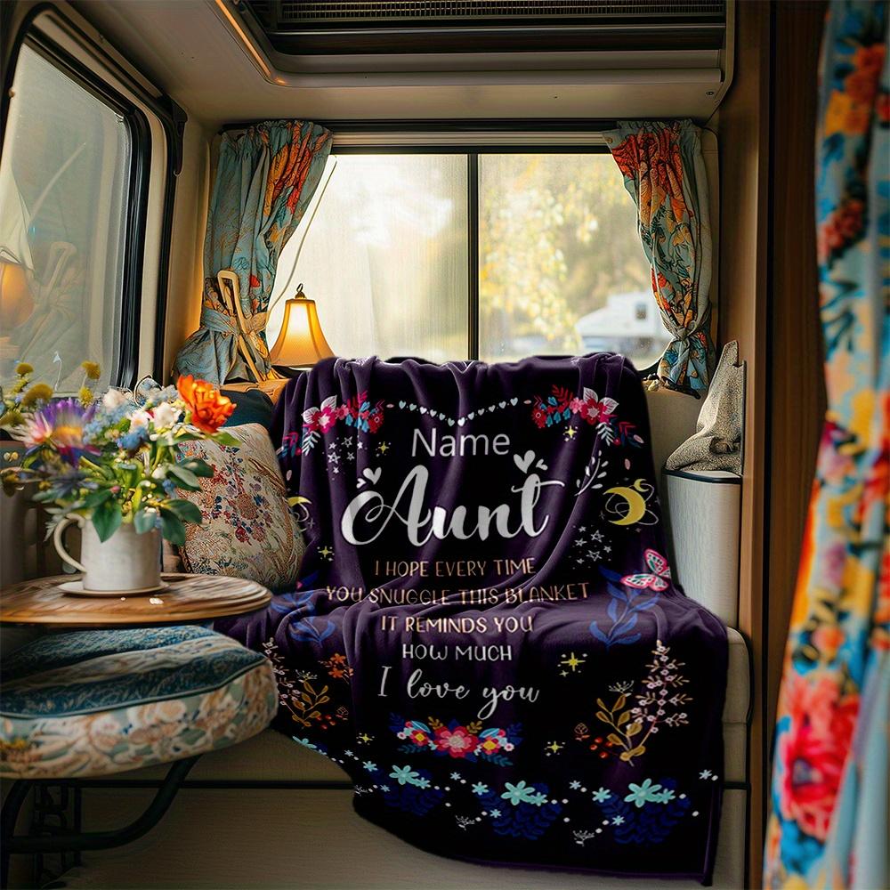 Aunt Blanket Personalized Name Soft Comfortable Stylish Blanket Car Blanket Perfect For Travel Camping Outdoor Home Suitable For All Seasons Perfect