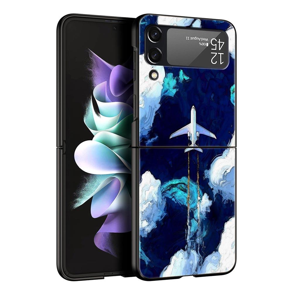 Чехол для телефона Z Flip 4 для Samsung Galaxy Z Flip 3 5G ZFlip3 Flip3 zflip Flip4, черный жесткий чехол для ПК, чехол для самолета с картой мира, дорожный чехол