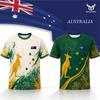 Australia Flag Kangaroo Print Football T-shirt Summer Men Women Vintage Casual Streetwear Sports Breathable Quick-Drying Jersey