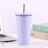 500/750ml Stainless Steel Mug with Straw Reusable Flask Metal Coffee Milk Water Bottle Office Portable Large Capacity Thermos