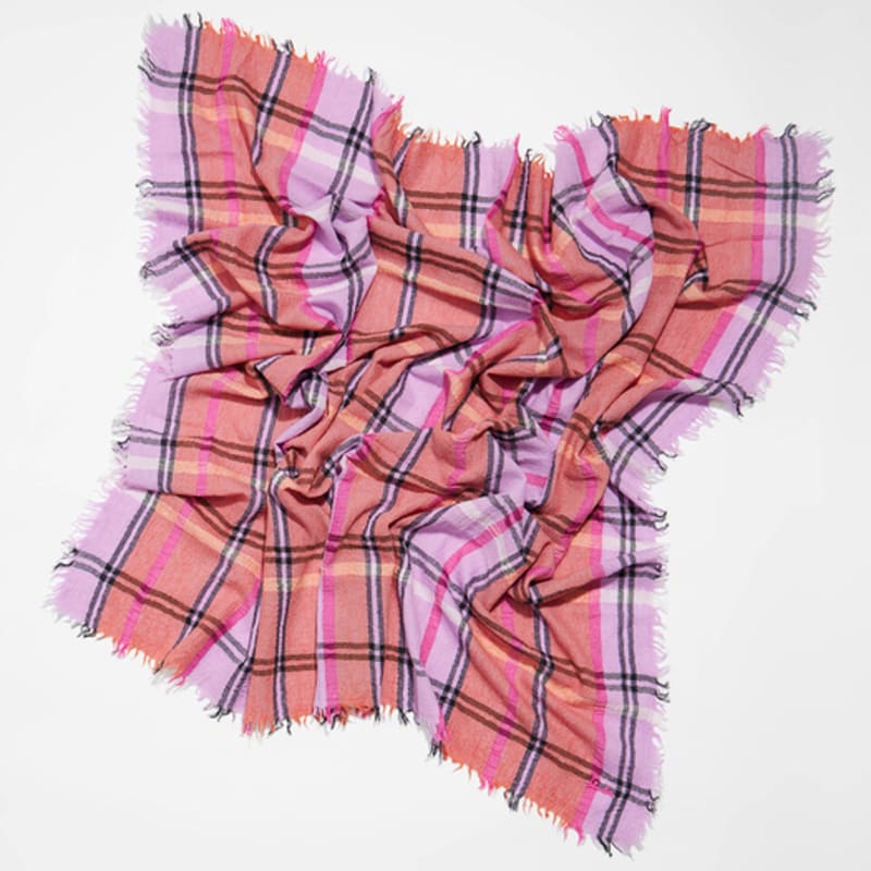 BIMBA Y LOLA [23FW] BIMBA Y LOLA Pink Check Wool Shawl B236AII012PKF