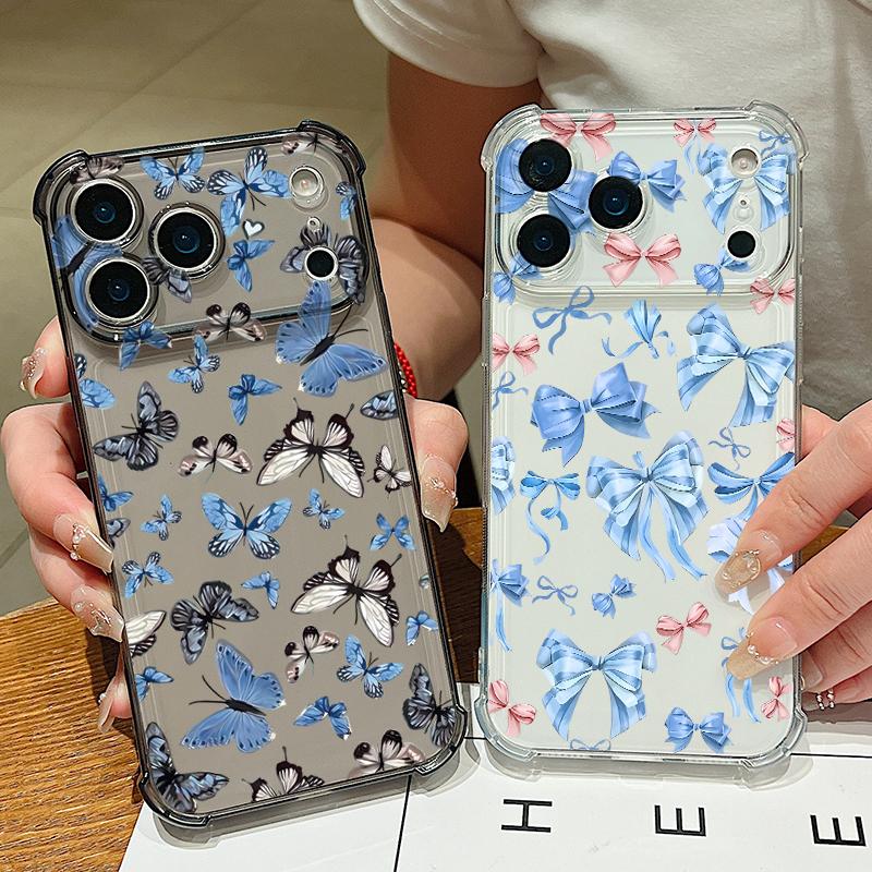 Чехол-кошелек с карманом для карты для iPhone Air 17 16 15 Pro Max 14 13 17 Pro 12 11 16e Ударопрочный Цветной Бабочка Прозрачный ТПУ Чехол
