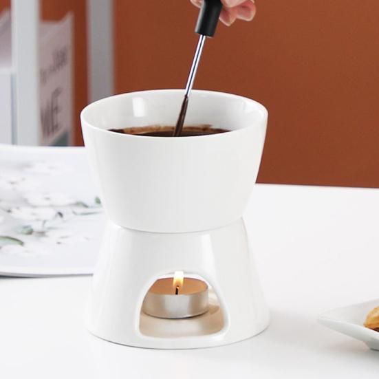 Кружки для шоколадного фондю с вилками, плавильные чашки для шоколадного масла, набор керамических горячих горшков