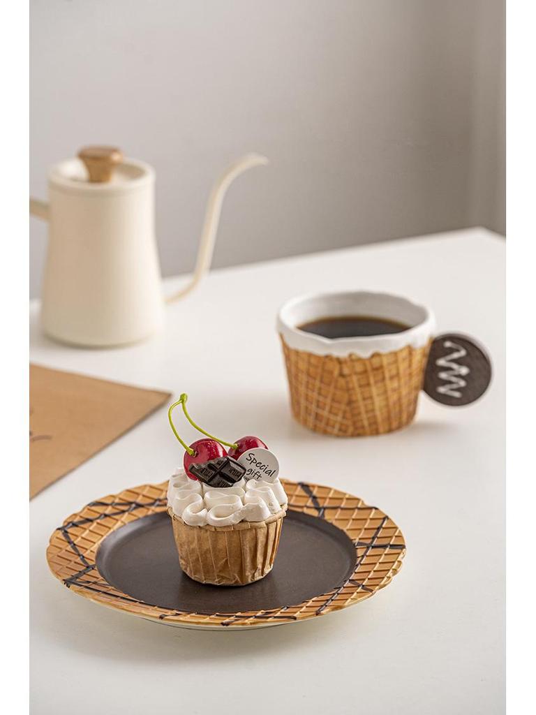 Милая керамическая кружка в корейском стиле и серия печенья Набор столовой посуды: Кофейная чашка, Завтрачные и обеденные тарелки, Десертная тарелка